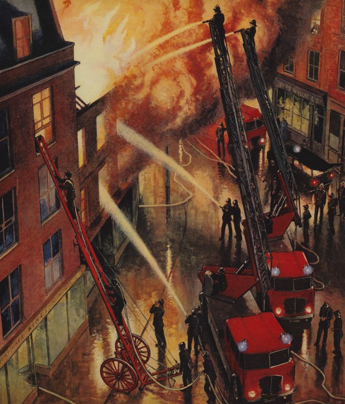 Brandweer in actie, Engeland, jaren 1960 door English School
