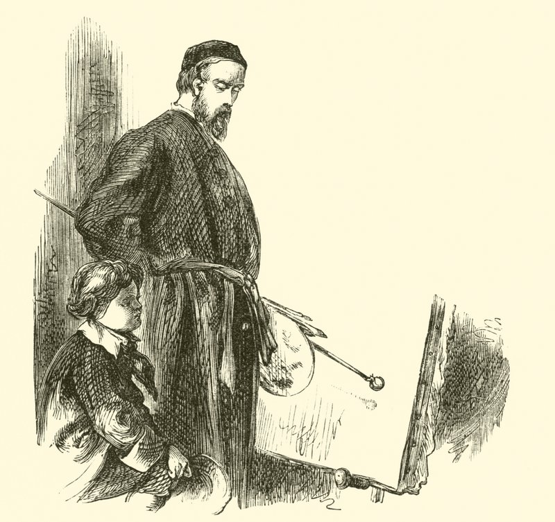 Goethe, de jongen, in het atelier van de schilder door English School