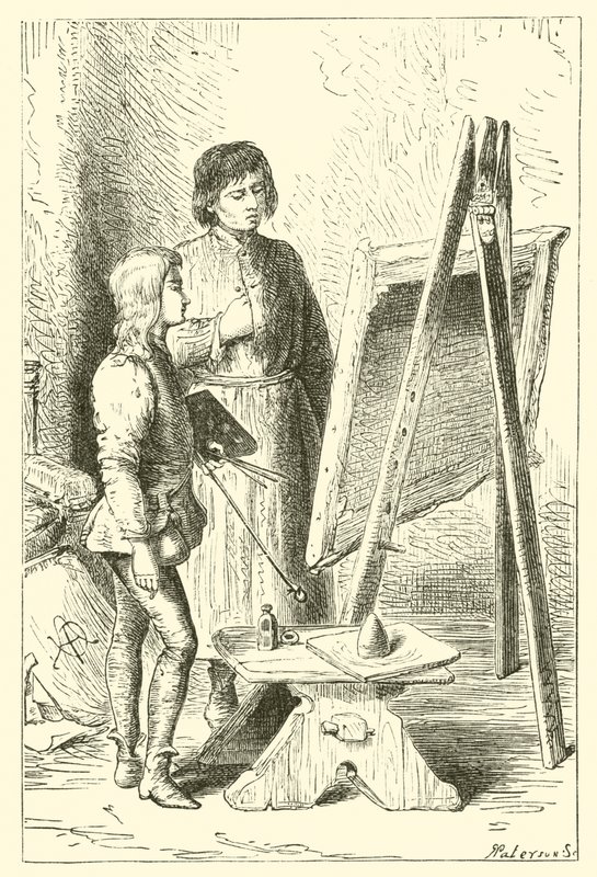 Leonardo Da Vinci, als jongen, in het atelier van Verrocchio door English School