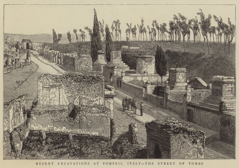 Recente Opgravingen in Pompeii, Italië, de Straat van de Graven door English School