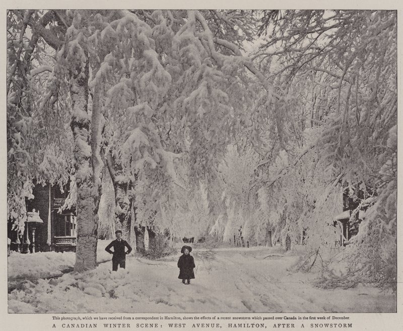 Een Canadees winters tafereel, West Avenue, Hamilton, na een sneeuwstorm door English Photographer