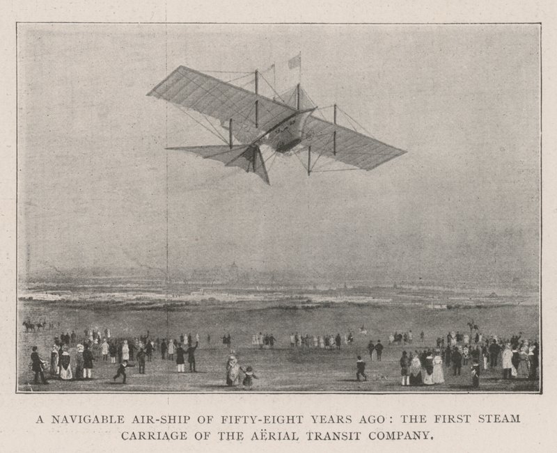 Een Beweegbaar Luchtschip van Achtenvijftig Jaar Geleden, de Eerste Stoomwagen van de Aerial Transit Company door English Photographer