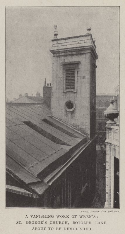 Een Verdwijnend Werk van Wren, St Georges Kerk, Botolph Lane, op het punt van sloop door English Photographer