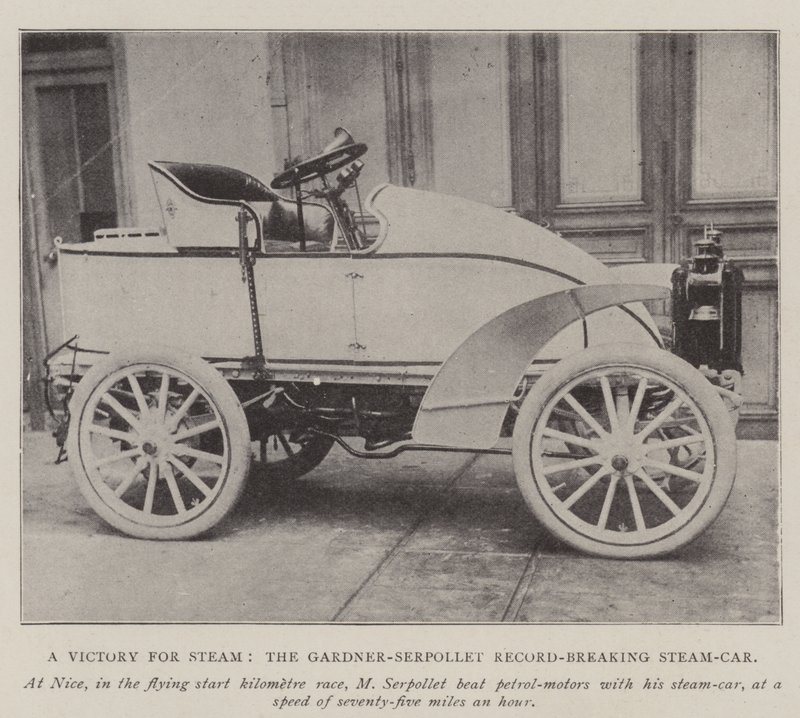 Een overwinning voor stoom, de Gardener-Serpollet recordbrekende stoomauto door English Photographer