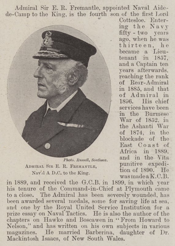 Admiraal Sir E R Fremantle, Marine ADC van de Koning door English Photographer