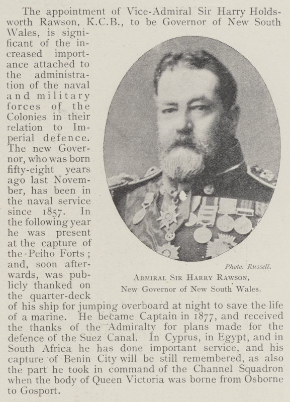 Admiraal Sir Harry Rawson, nieuwe gouverneur van New South Wales door English Photographer