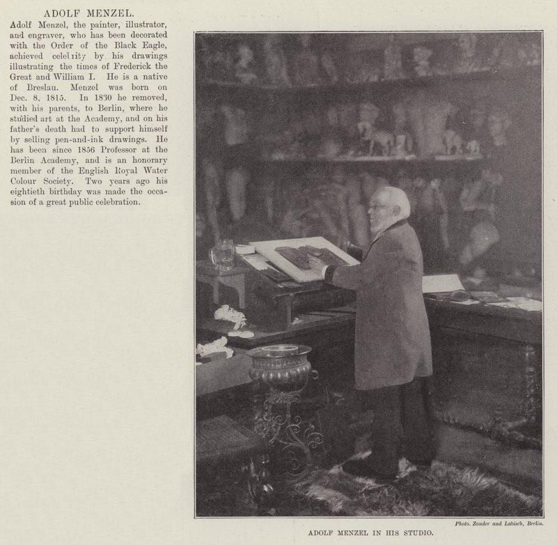 Adolf Menzel in zijn Studio door English Photographer