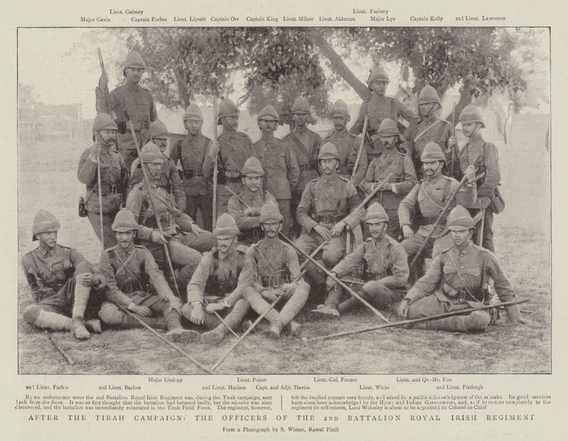 Na de Tirah-campagne, de officieren van het 2e bataljon Royal Irish Regiment door English Photographer