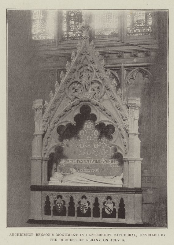 Monument van aartsbisschop Benson in de kathedraal van Canterbury, onthuld door de hertogin van Albany op 8 juli door English Photographer