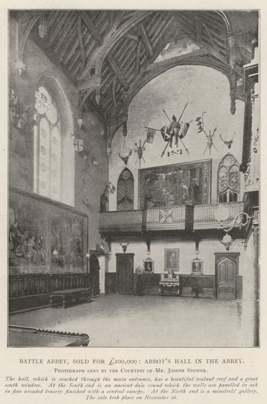 Battle Abbey, verkocht voor £200,000, Abtszaal in de abdij door English Photographer