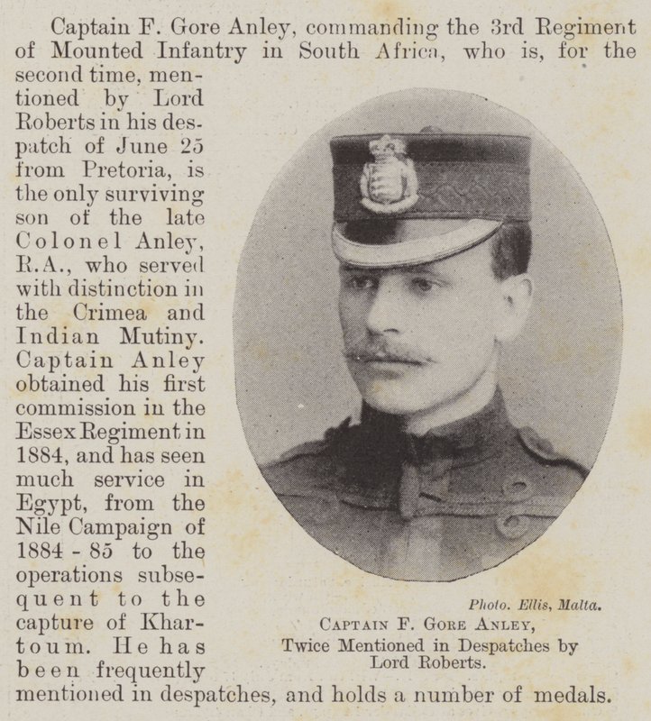 Kapitein F Gore Anley, tweemaal genoemd in rapporten door Lord Roberts door English Photographer