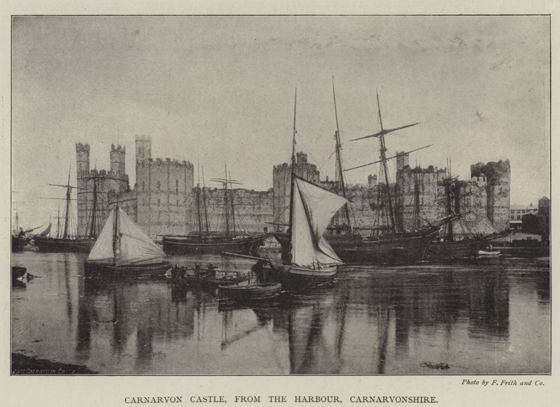 Kasteel Carnarvon, vanaf de haven, Carnarvonshire door English Photographer