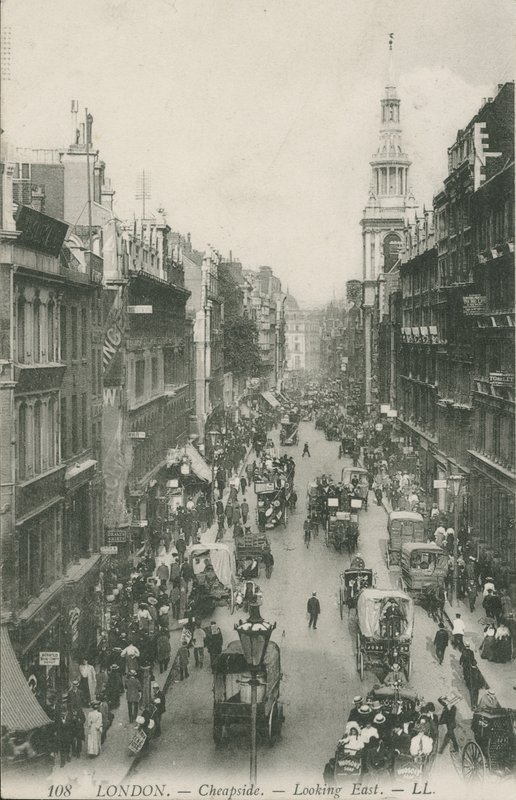 Cheapside kijkend naar het oosten, Londen door English Photographer