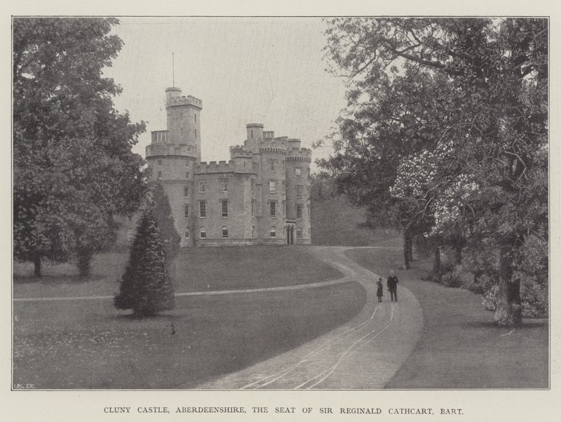 Cluny Castle, Aberdeenshire, de zetel van Sir Reginald Cathcart, baronet door English Photographer