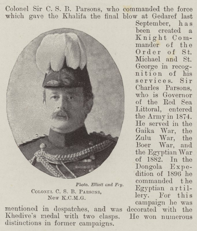Kolonel C S B Parsons, nieuwe KCMG door English Photographer
