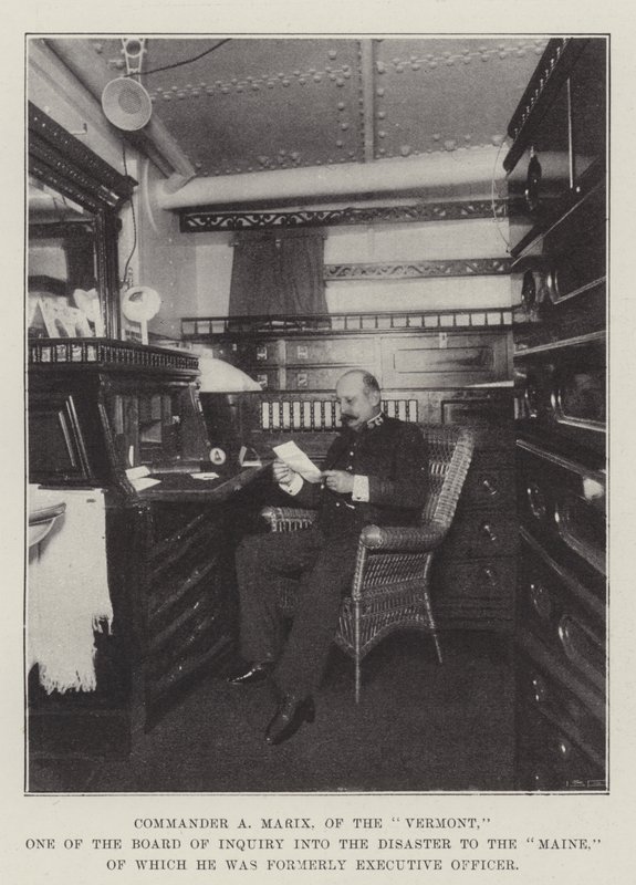 Commandant A Marix, van de Vermont, een van de onderzoekscommissie naar de ramp met de Maine, waarvan hij vroeger uitvoerend officier was door English Photographer