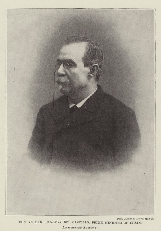 Don Antonio Canovas del Castillo, premier van Spanje, vermoord op 8 augustus door English Photographer