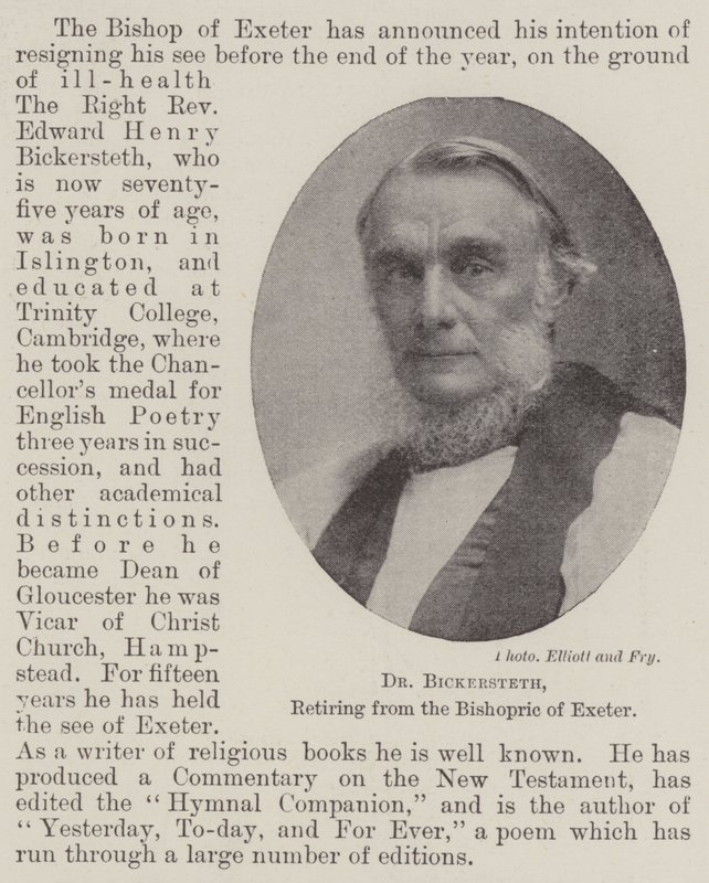 Dr. Bickersteth, met pensioen als bisschop van Exeter door English Photographer