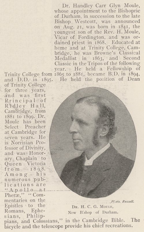 Dr H C G Moule, Nieuwe Bisschop van Durham door English Photographer