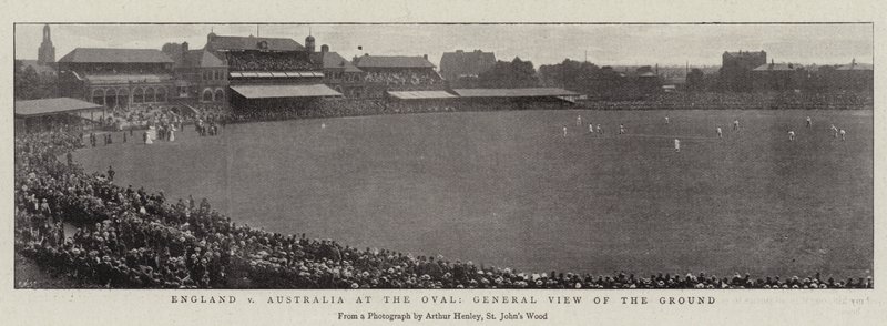Engeland tegen Australië op de Oval, algemeen overzicht van het terrein door English Photographer