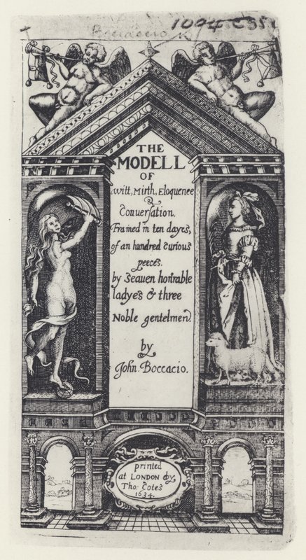 G Boccaccio, Het Model van Wijsheid, Decameron, T Cotes voor B Allen en W Hope 1634 (zw/w foto) door English Photographer