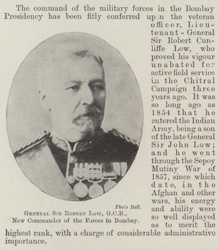 Generaal Sir Robert Low, GCB, Nieuwe Commandant van de Strijdkrachten in Bombay door English Photographer