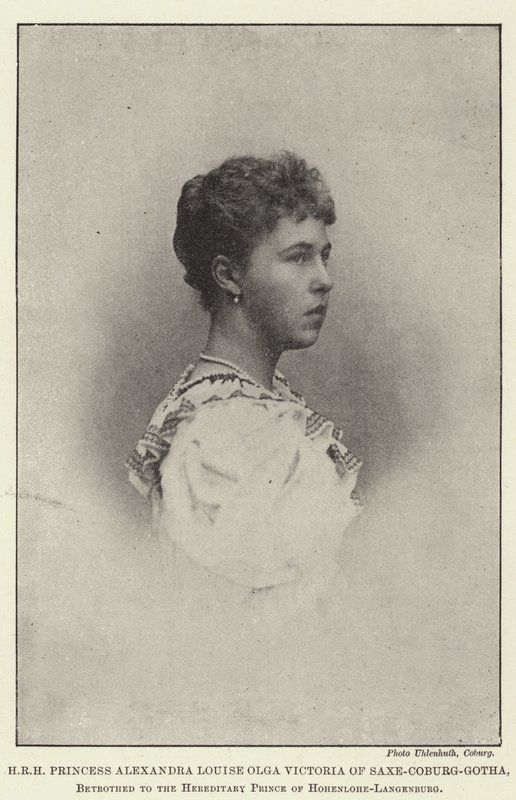 HRH prinses Alexandra Louise Olga Victoria van Saksen-Coburg en Gotha, verloofd met de erfprins van Hohenlohe-Langenburg door English Photographer