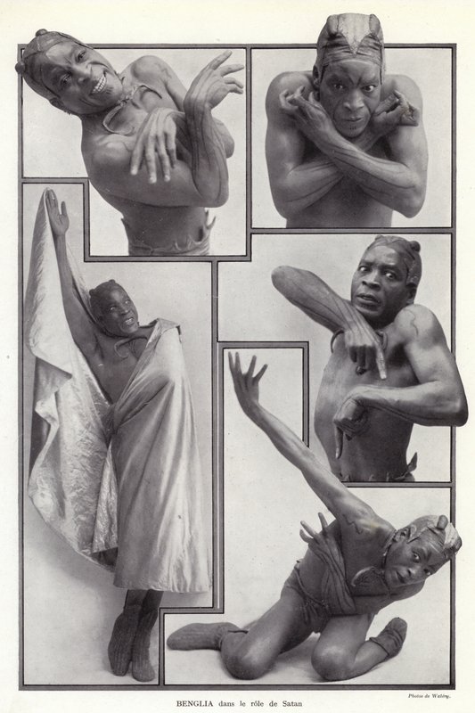 Habib Benglia, Algerijns-Franse danser en acteur in de rol van Satan in Un Soir de Folie in de Folies Bergere, Parijs door English Photographer