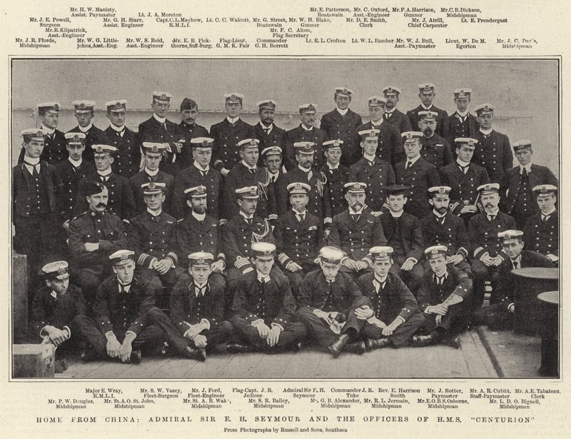 Thuis uit China, Admiraal Sir E H Seymour en de Officieren van HMS Centurion door English Photographer