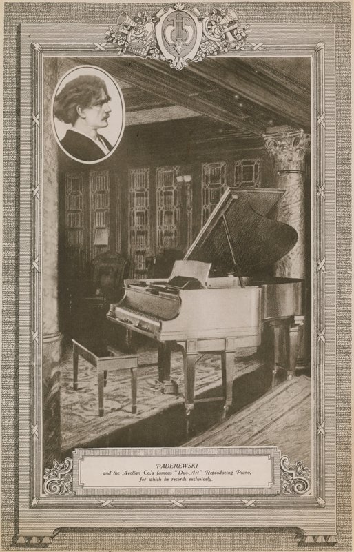 Ignacy Jan Paderewski en de beroemde Duo-Art Reproducing Piano van de Aeolian Company door English Photographer