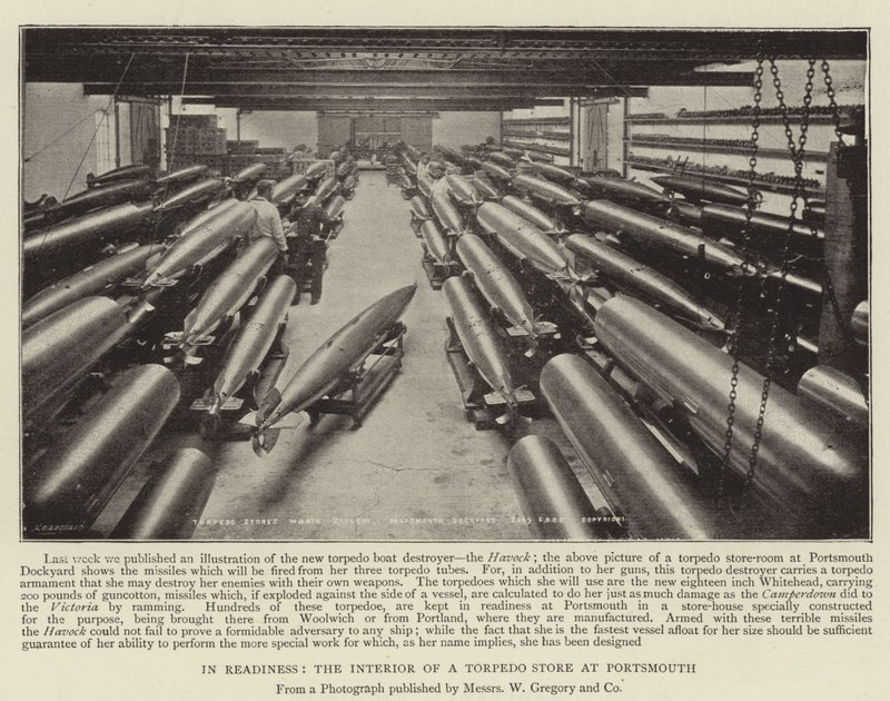 In Gereedheid, het Interieur van een Torpedowinkel in Portsmouth door English Photographer