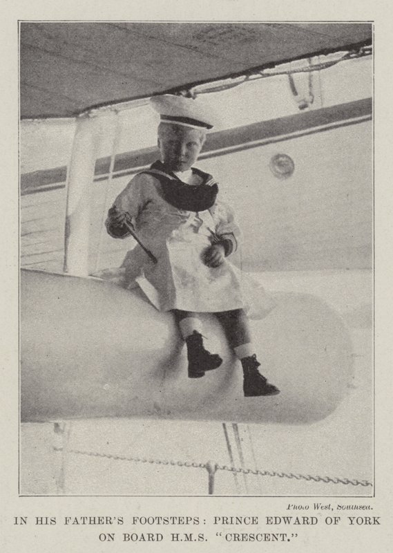In de Voetsporen van zijn Vader, Prins Edward van York aan Boord van HMS Crescent door English Photographer