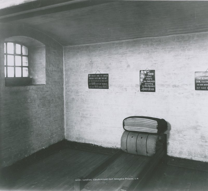 Interieur van een veroordeelde cel in de Newgate-gevangenis door English Photographer