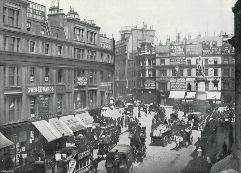 King William Street, het Cannon Street einde, met het standbeeld van King William door English Photographer
