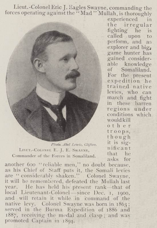 Luitenant-kolonel E J E Swayne, commandant van de troepen in Somaliland door English Photographer