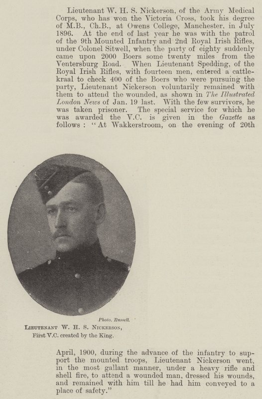 Luitenant W H S Nickerson, eerste VC gecreëerd door de koning door English Photographer