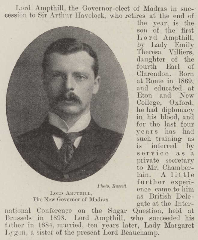 Lord Ampthill, de nieuwe gouverneur van Madras door English Photographer