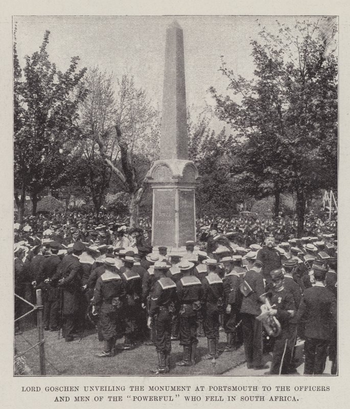 Onthulling van het Monument in Portsmouth voor de Officieren en Mannen van de Powerful die vielen in Zuid-Afrika door English Photographer