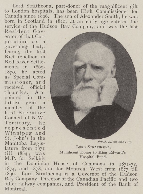 Lord Strathcona, Gulle Donateur aan het King Edwards Hospital Fund door English Photographer