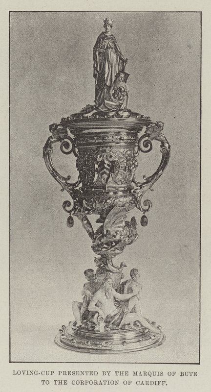 Loving-Cup gepresenteerd door de markies van Bute aan de gemeente Cardiff door English Photographer