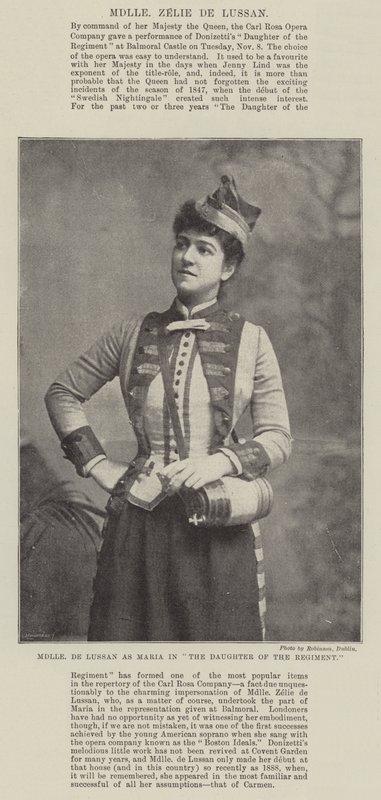 Mademoiselle de Lussan als Maria in De dochter van het regiment door English Photographer