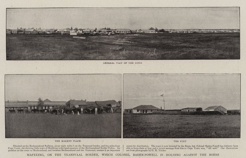 Mafeking, aan de Transvaalse grens, die kolonel Baden-Powell tegen de Boeren verdedigt door English Photographer