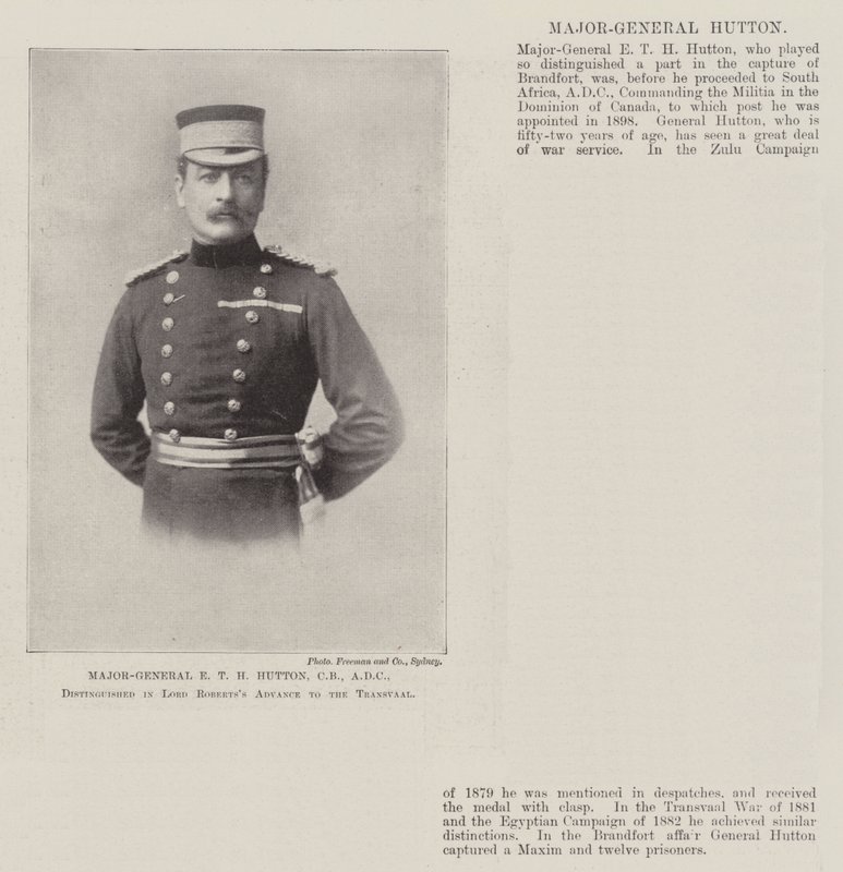 Generaal-majoor E T H Hutton, CB, ADC, onderscheiden in Lord Roberts