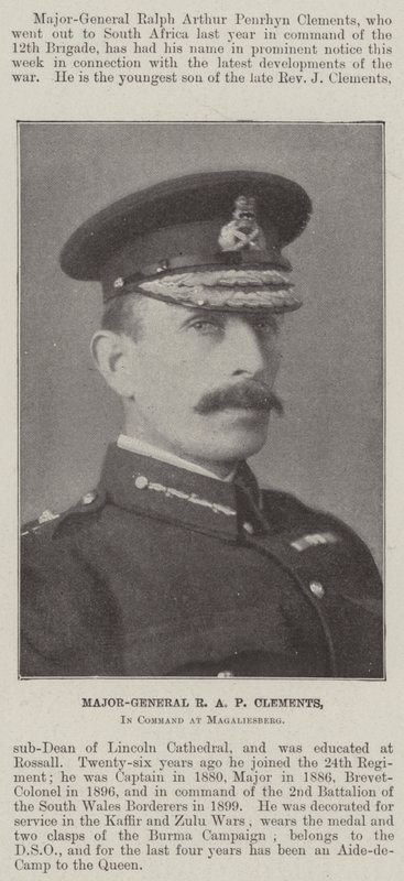 Generaal-majoor R.A.P. Clements, in bevel bij Magaliesberg door English Photographer
