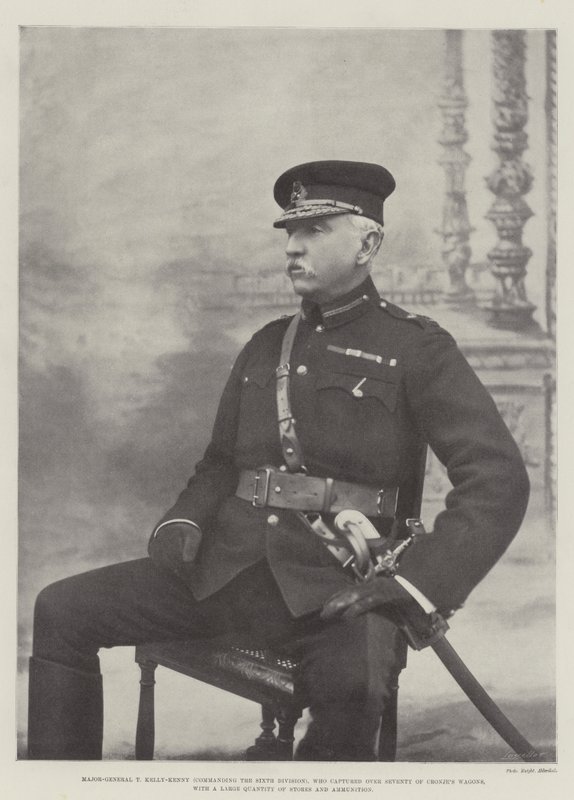 Generaal-majoor T Kelly-Kenny (bevelhebber van de zesde divisie), die meer dan zeventig wagens van Cronje veroverde, met een grote hoeveelheid voorraden en munitie door English Photographer