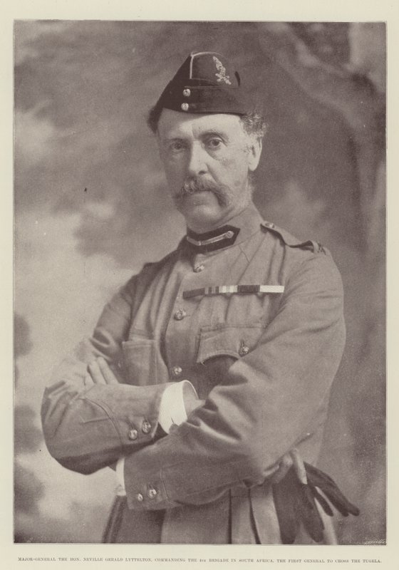 Generaal-majoor de eerwaarde Neville Gerald Lyttelton, commandant van de 4e brigade in Zuid-Afrika, de eerste generaal die de Tugela overstak door English Photographer
