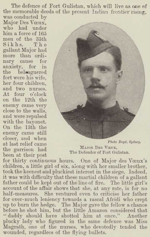 Majoor Des Voeux, de verdediger van Fort Gulistan door English Photographer