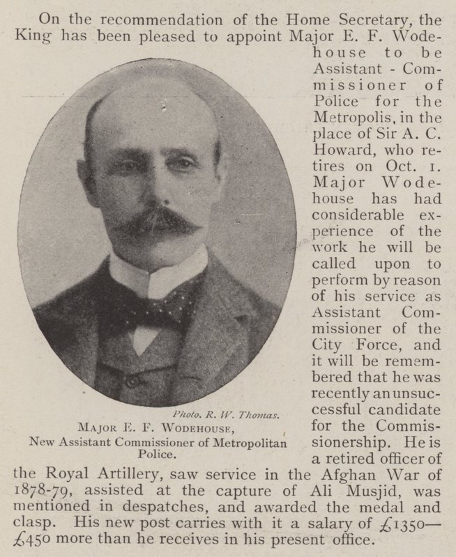 Majoor E F Wodehouse, Nieuwe Assistent-commissaris van de Metropolitan Police door English Photographer