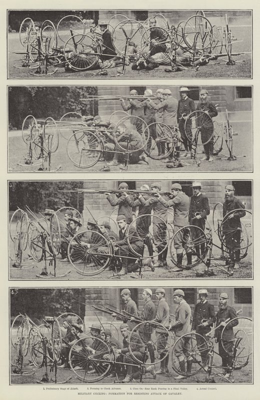 Militair Fietsen, Formatie voor het Weerstaan van een Cavalerieaanval door English Photographer