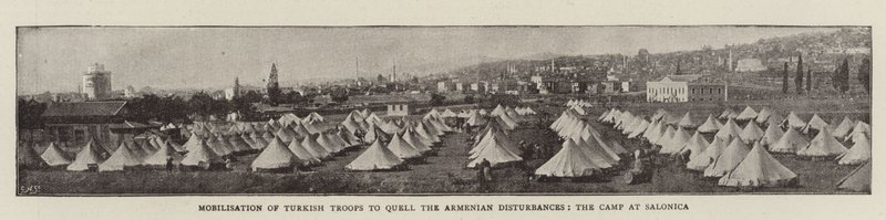 Mobilisatie van Turkse Troepen om de Armeense Onrust te Onderdrukken, het Kamp in Salonica door English Photographer